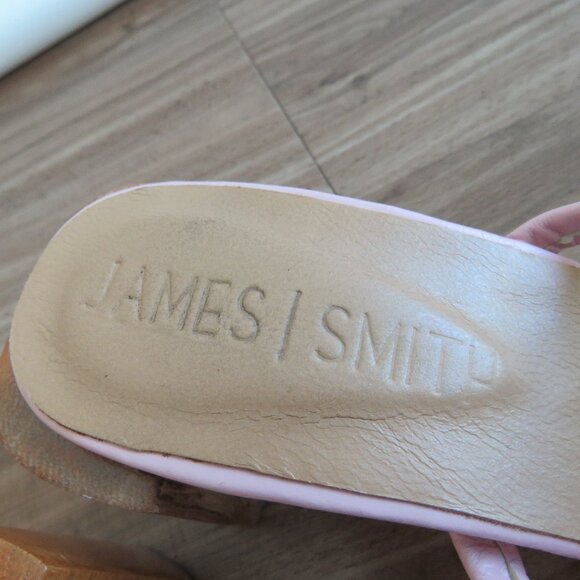 JAMES SMITH Sirenuse Strappy Leather Sandals Wood Block Heel Pastel Pink - Picture 7 of 16